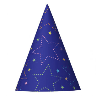 Colourful Magical Starry Night Sky Pattern - Blue Party Hat