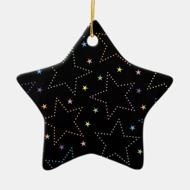 Colourful Magical Starry Night Sky Pattern Ceramic Ornament (Front)