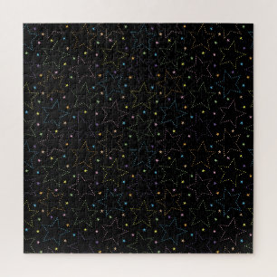 Colourful Magical Starry Night Sky Pattern Jigsaw Puzzle