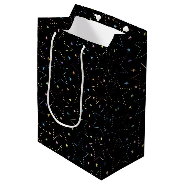 Colourful Magical Starry Night Sky Pattern Medium Gift Bag (Front Angled)