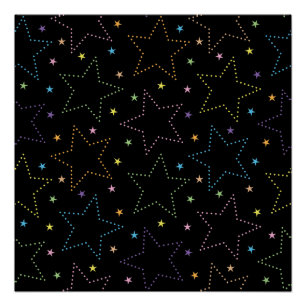 Colourful Magical Starry Night Sky Pattern Poster
