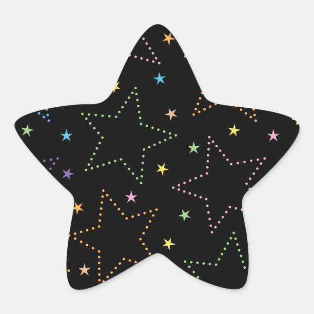 Colourful Magical Starry Night Sky Pattern Star Sticker (Front)
