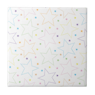 Colourful Magical Starry Night Sky Pattern - White Ceramic Tile