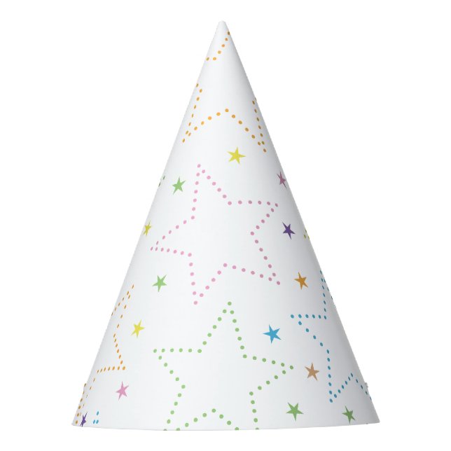 Colourful Magical Starry Night Sky Pattern - White Party Hat (Front)