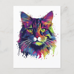 Colourful Maine-coon cat Postcard