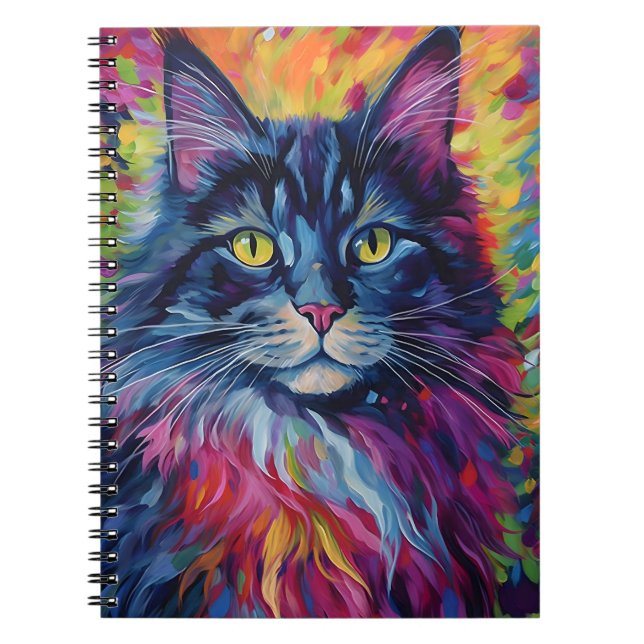Colourful Maine Coon Notebook (Front)