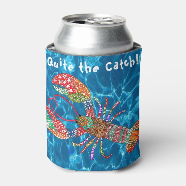 Colourful Maine Red Lobster Can Cooler (Can Front)