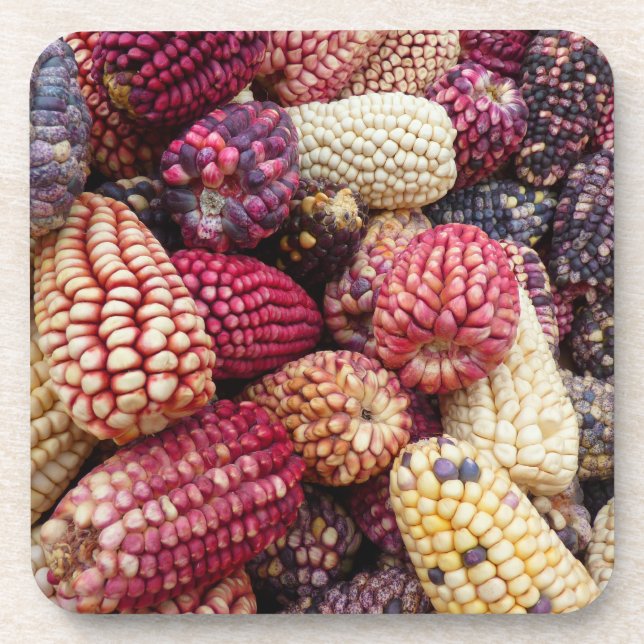 Colourful Maize Cork Coasters (Front)