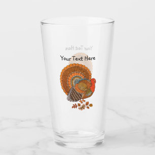 Colourful Male Turkey Fanned Tail Autumn Leaves Glass