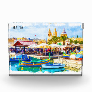 Colourful Malta Mediterranean Panorama View Photo Block