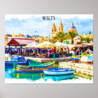 Colourful Malta Mediterranean Panorama View