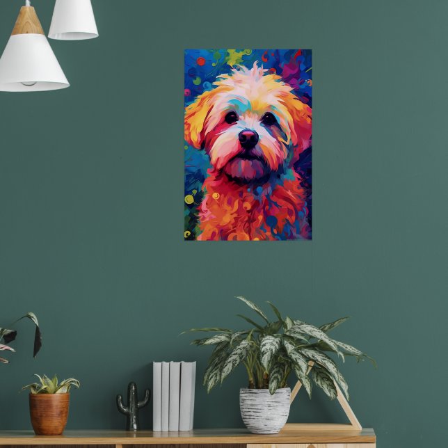 Colourful Maltese dog art Poster (Living Room 1)