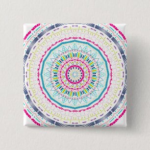 colourful mandala 15 cm square badge