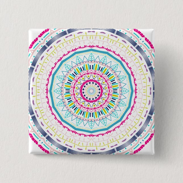 colourful mandala 15 cm square badge (Front)