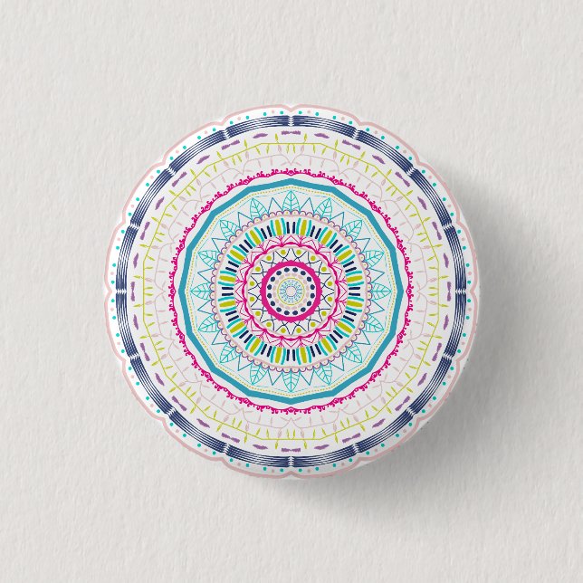 colourful mandala 3 cm round badge (Front)