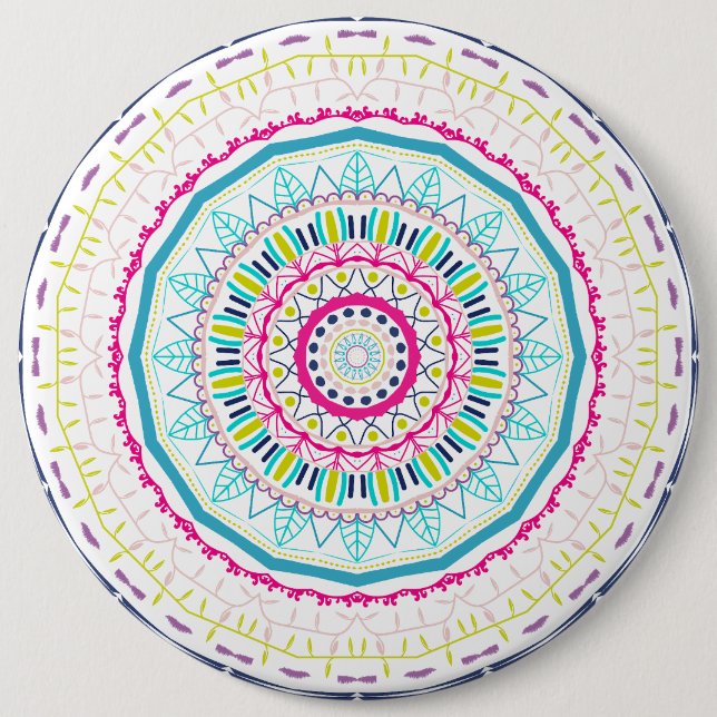 colourful mandala 6 cm round badge (Front)