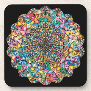 Colourful Mandala Art Beverage Coaster