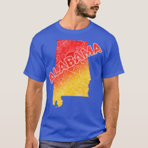 Colourful mandala art map of Alabama with text in T-Shirt