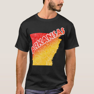 Colourful mandala art map of Arkansas with text in T-Shirt
