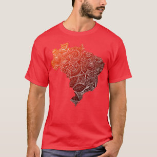 Colourful mandala art map of Brazil with text in b T-Shirt