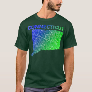 Colourful mandala art map of Connecticut with text T-Shirt