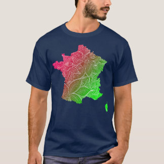 Colourful mandala art map of France with text in p T-Shirt