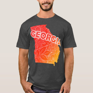 Colourful mandala art map of Georgia with text in  T-Shirt