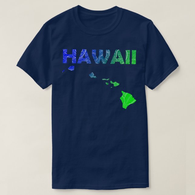 Colourful mandala art map of Hawaii with text in b T-Shirt (Design Front)