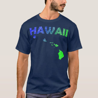 Colourful mandala art map of Hawaii with text in b T-Shirt