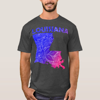 Colourful mandala art map of Louisiana with text i T-Shirt