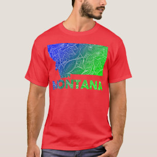 Colourful mandala art map of Montana with text in T-Shirt