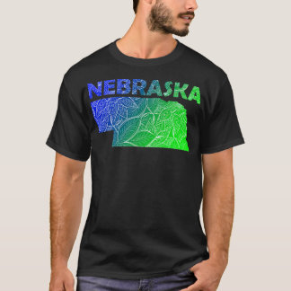 Colourful mandala art map of Nebraska with text in T-Shirt