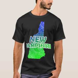 Colourful mandala art map of New Hampshire with te T-Shirt