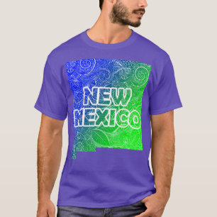 Colourful mandala art map of New Mexico with text T-Shirt