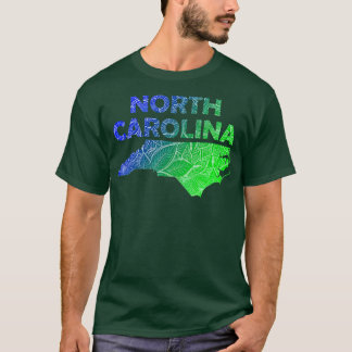 Colourful mandala art map of North olina with text T-Shirt