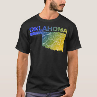 Colourful mandala art map of Oklahoma with text in T-Shirt
