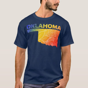 Colourful mandala art map of Oklahoma with text in T-Shirt