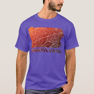Colourful mandala art map of Pennsylvania with tex T-Shirt