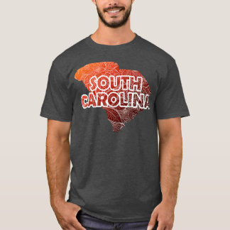 Colourful mandala art map of South olina with text T-Shirt