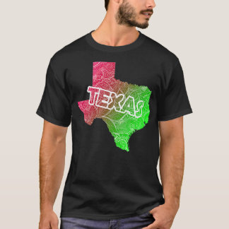 Colourful mandala art map of Texas with text in pi T-Shirt