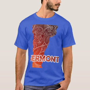 Colourful mandala art map of Vermont with text in T-Shirt