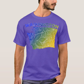 Colourful mandala art map of Washington with text T-Shirt