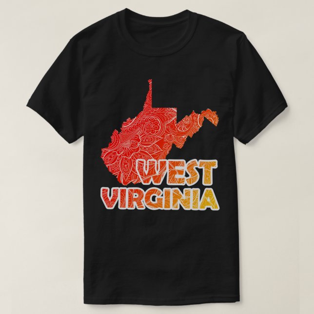 Colourful mandala art map of West Virginia with te T-Shirt (Design Front)