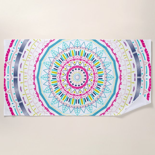 colourful mandala beach towel (Front)