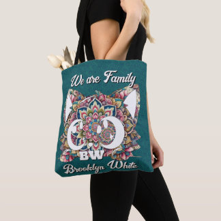 Colourful Mandala Cat Customisable Monogrammed Tote Bag