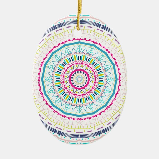 colourful mandala ceramic ornament (Front)