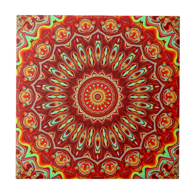colourful mandala ceramic tile (Front)