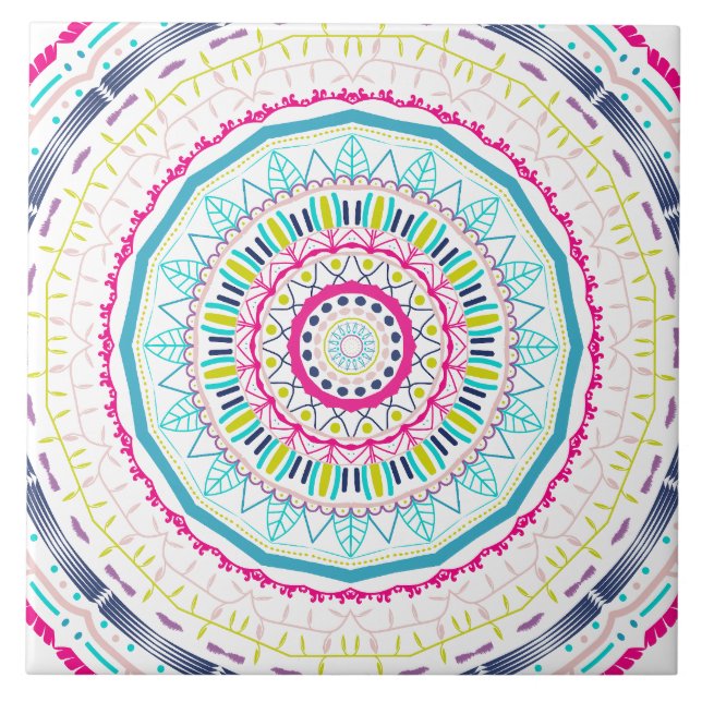 colourful mandala ceramic tile (Front)