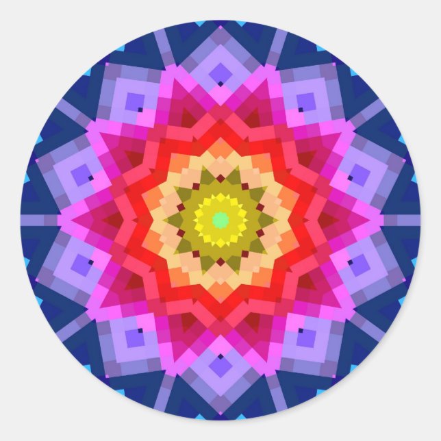 Colourful Mandala Classic Round Sticker (Front)