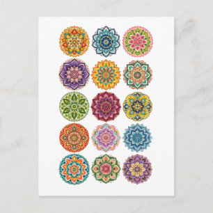 Colourful Mandala Collage Postcard